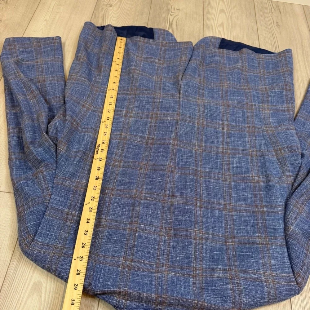Michael Kors Mens 50R Blue Plaid Two Button Blazer Sport Coat Jacket